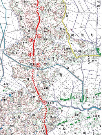 旭山撓曲周辺の地図