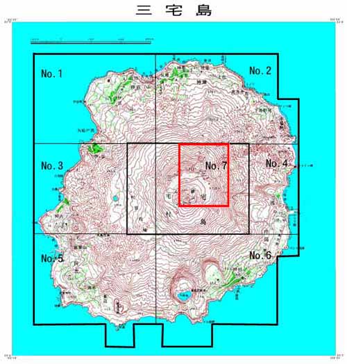 三宅島の正射写真図の範囲