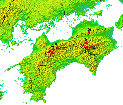 主な山の位置図