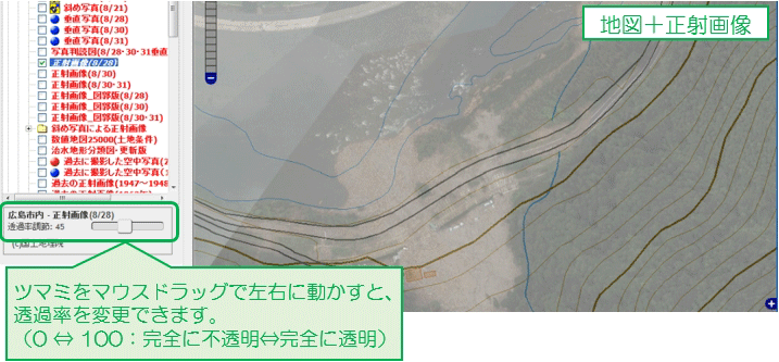地理院地図＋正射画像の重ね合わせ