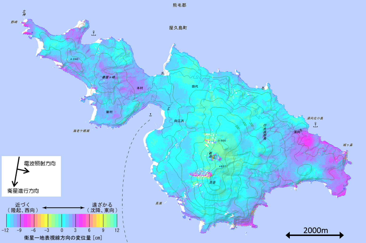 2015年7月24日~2015年8月21日の解析結果(SAR干渉画像)