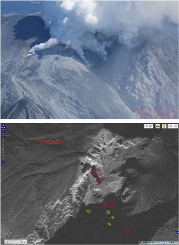 御嶽山の火山活動の写真です。