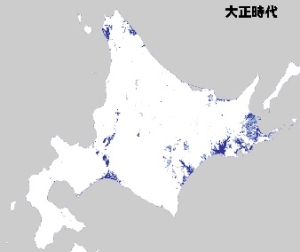 図1:北海道における大正時代の湿地の分布図
