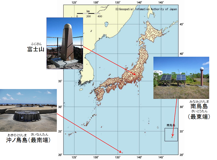 画像:全国の電子基準点と特殊な電子基準点