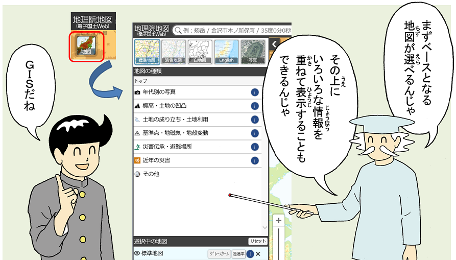 画像：ベースの地図と情報項目