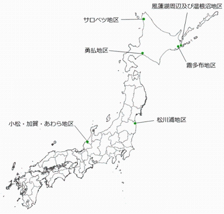 図：湖沼湿原調査（実施済み地区）