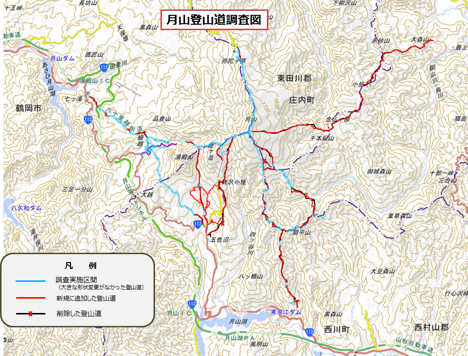 月山の登山道調査図
