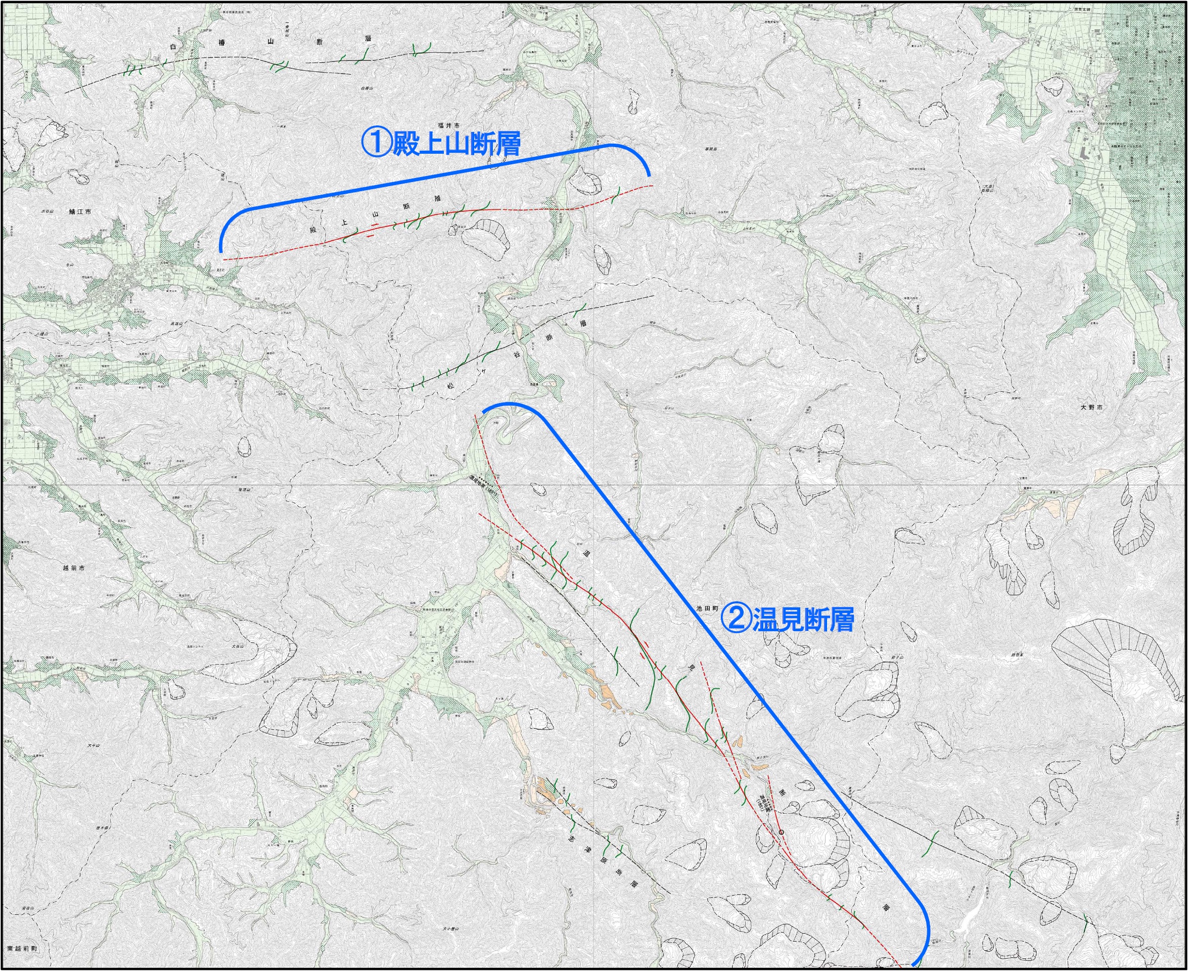 1:25,000活断層図　大野