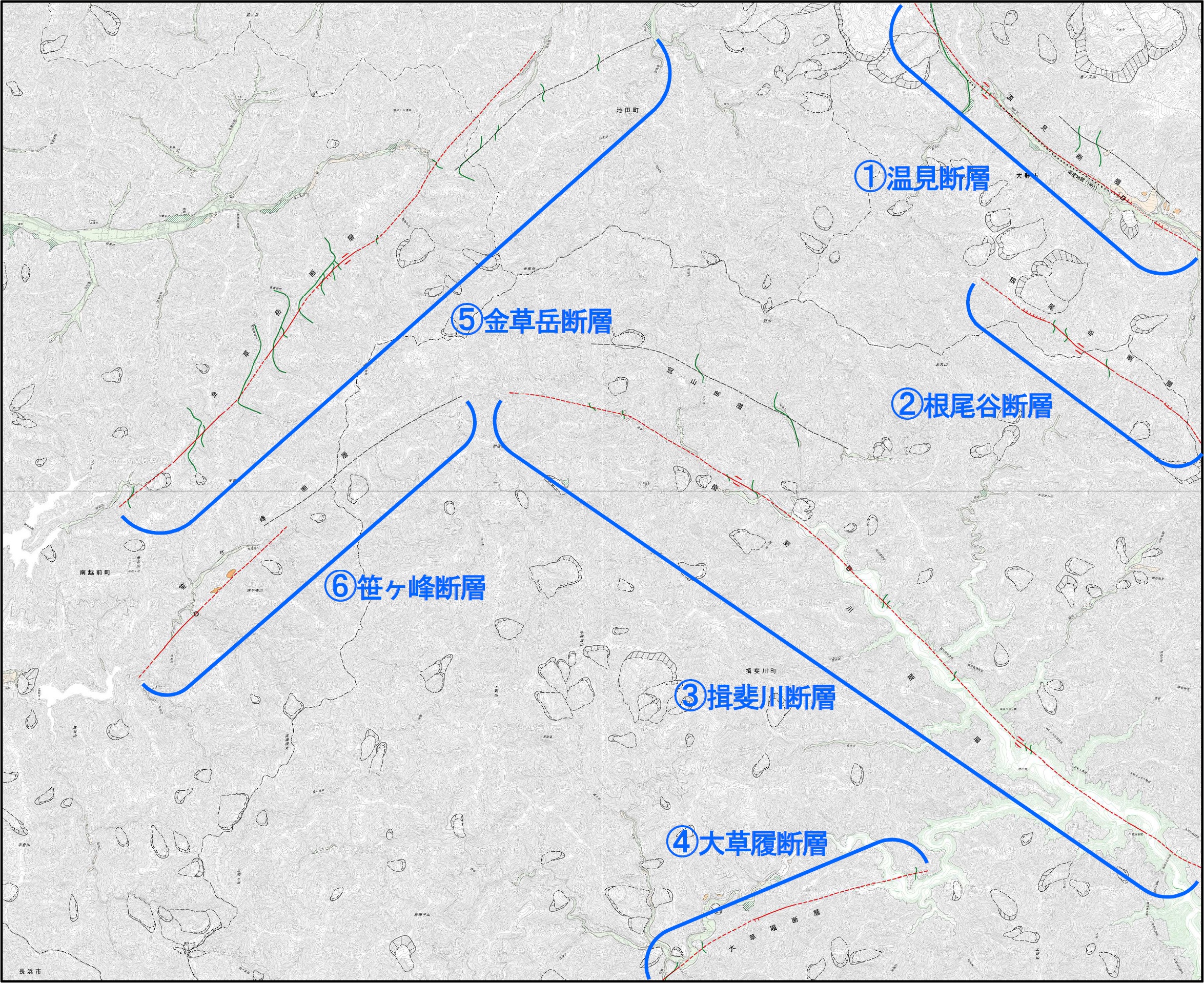 1:25,000活断層図　冠山