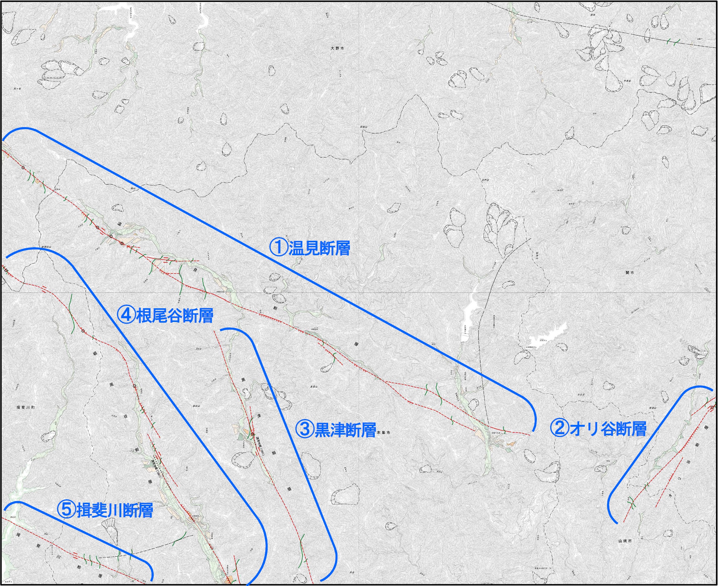 1:25,000活断層図　能郷白山