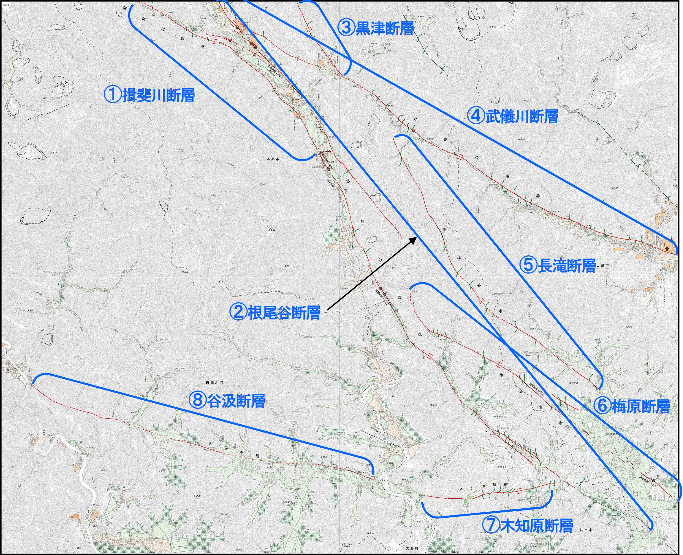 1:25,000活断層図　谷汲