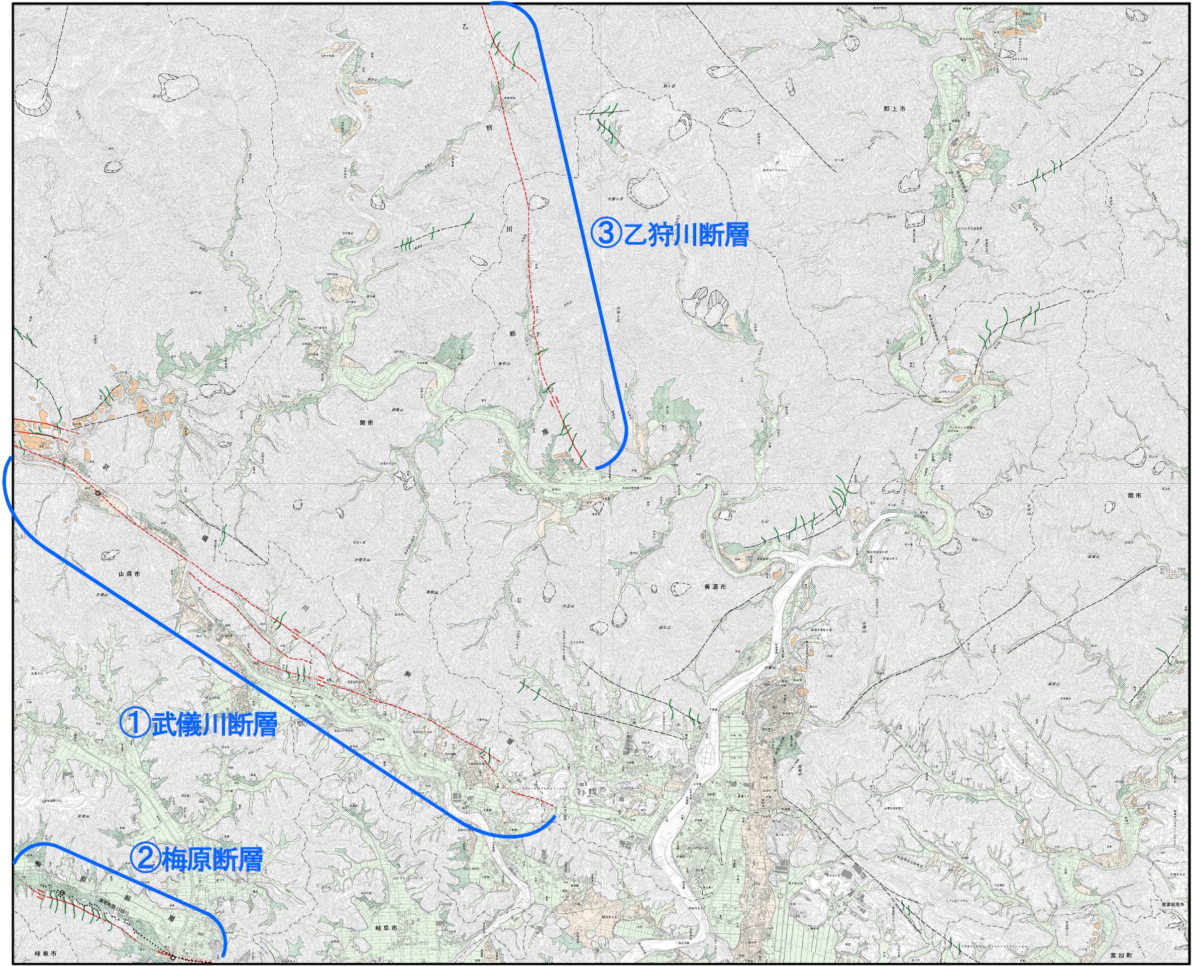 1:25,000活断層図　美濃