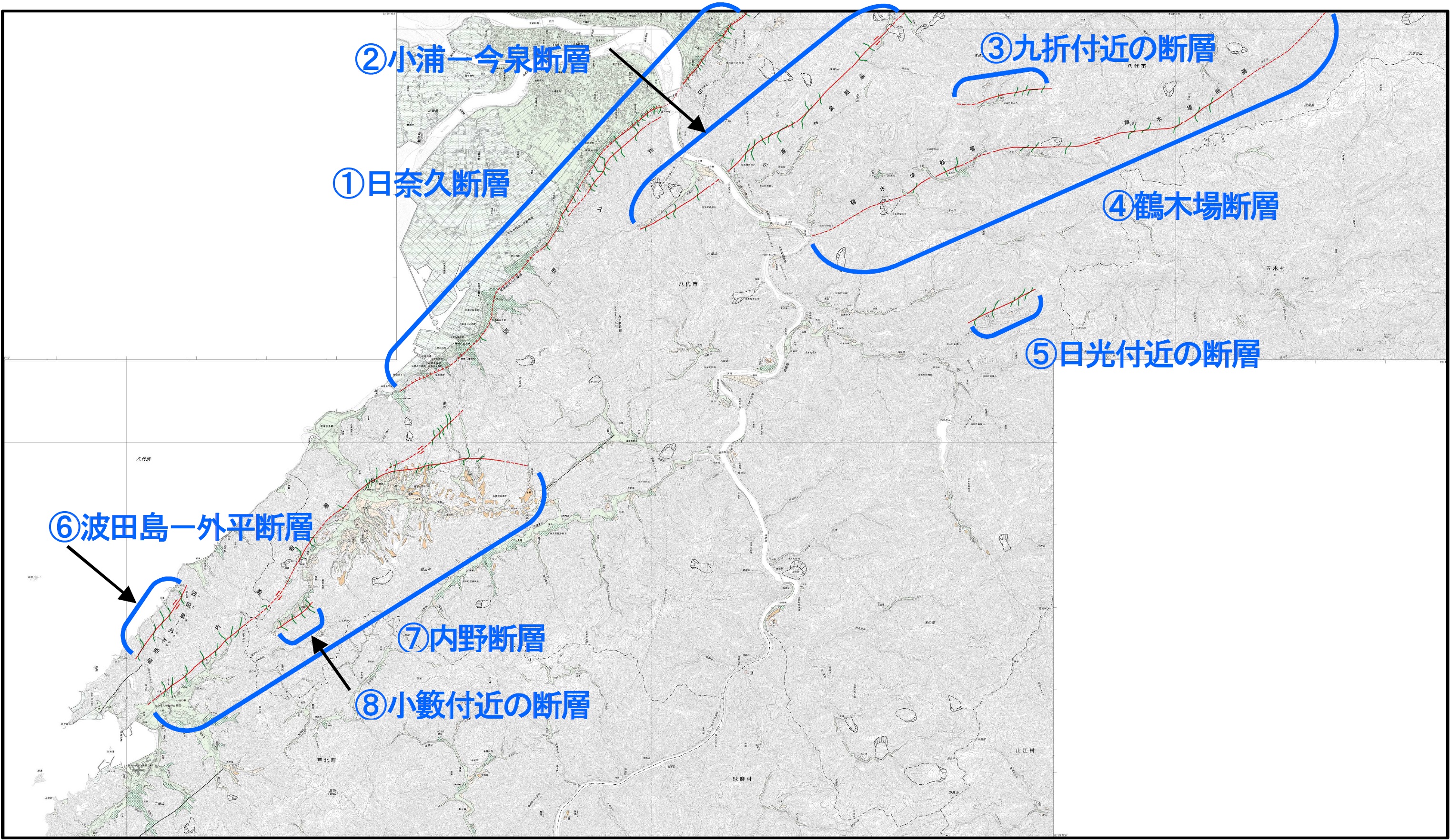 1:25,000活断層図　日奈久