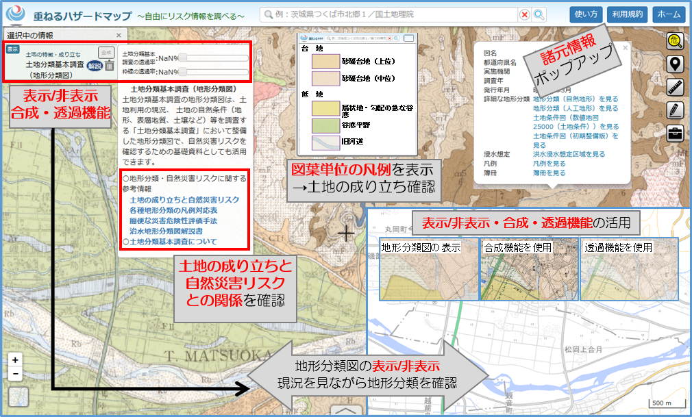 土地分類基本調査（地形分類図）の表示例