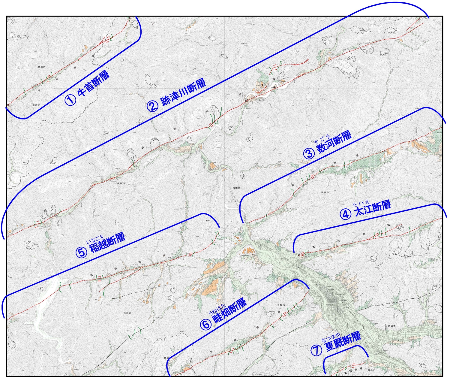 1:25,000活断層図 飛騨古川