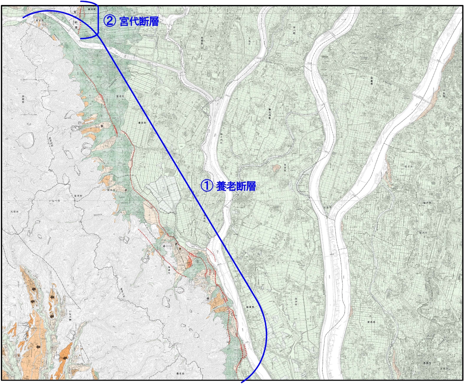 1:25,000活断層図 津島 改訂版