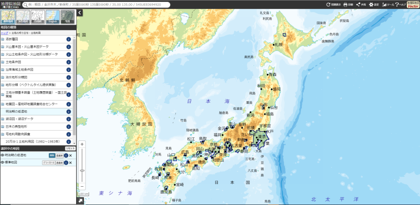 地理院地図明治期の低湿地