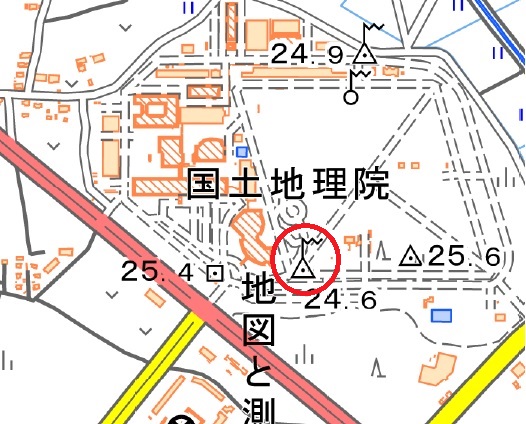茨城県つくば市付近の地形図