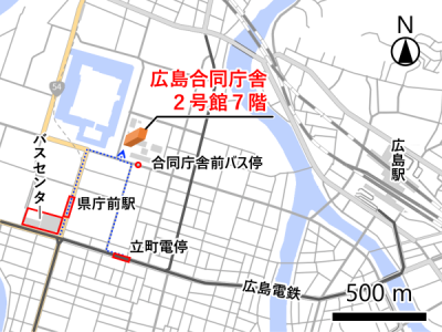 中国地方測量部アクセス地図