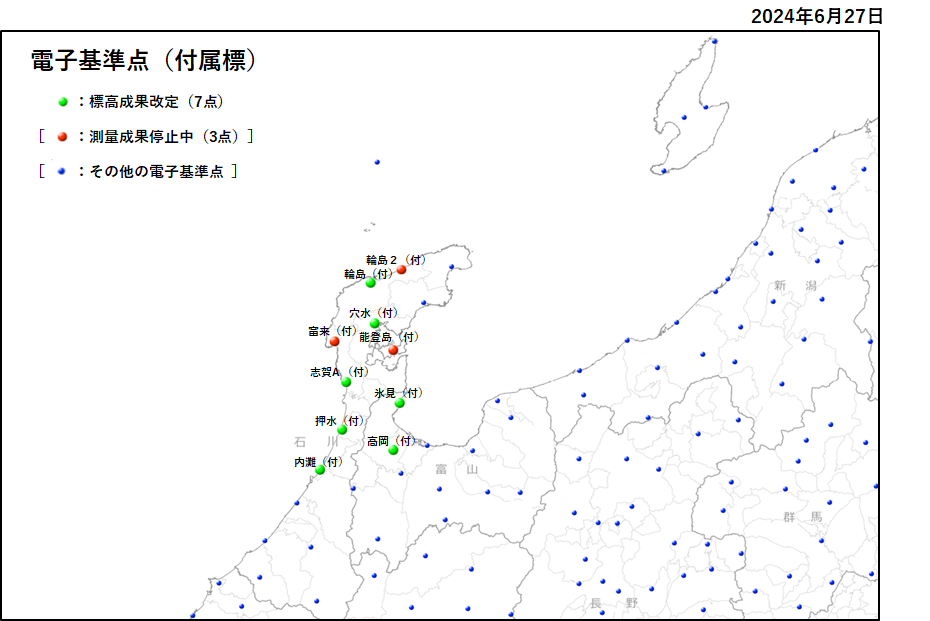 測量成果を停止している電子基準点（付属標）　配置図
