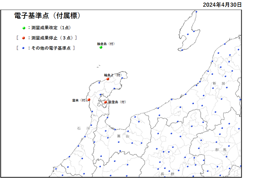 測量成果を停止している電子基準点（付属標）　配置図