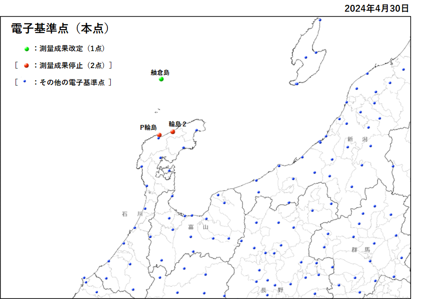 測量成果を停止している電子基準点（本点）　配置図