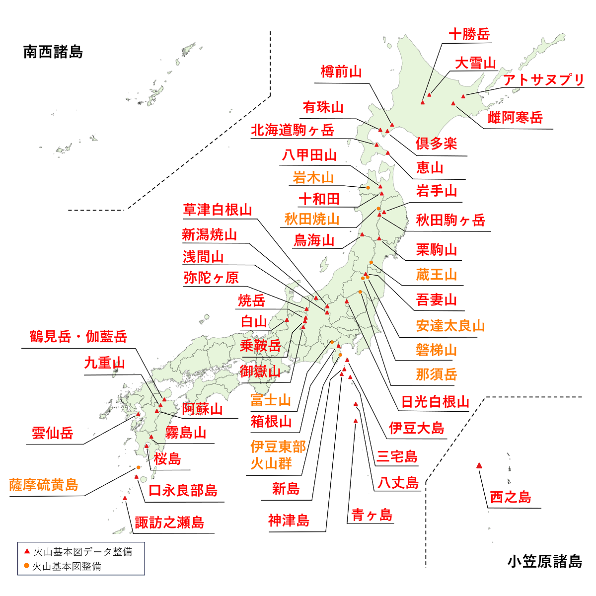 火山基本図の整備状況