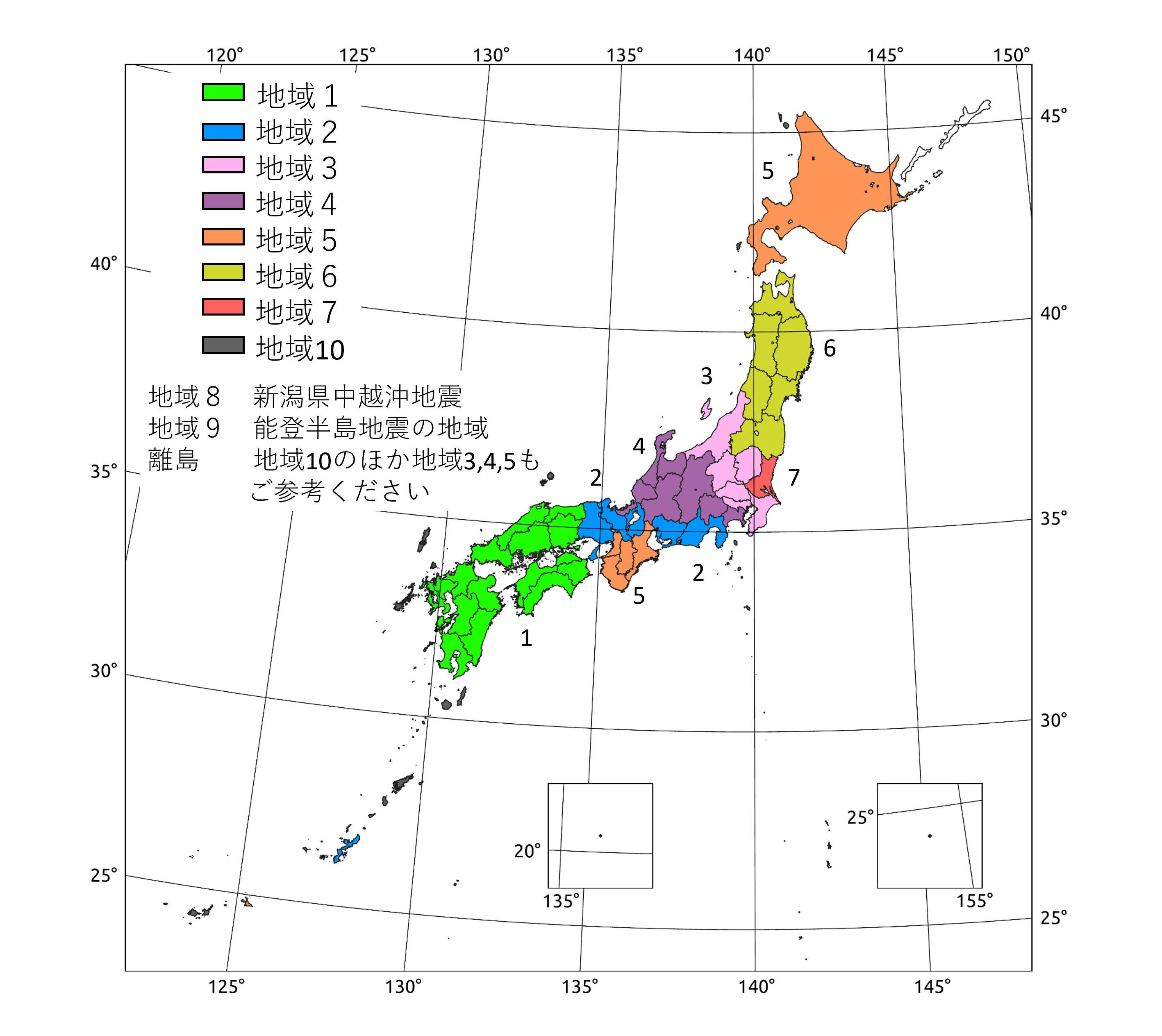 標高補正パラメータ提供地域