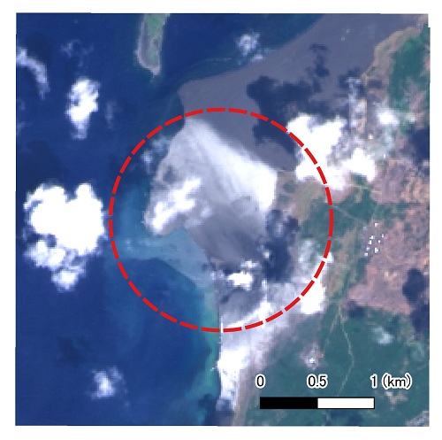 2025年9月13日の硫黄島西海岸付近拡大図