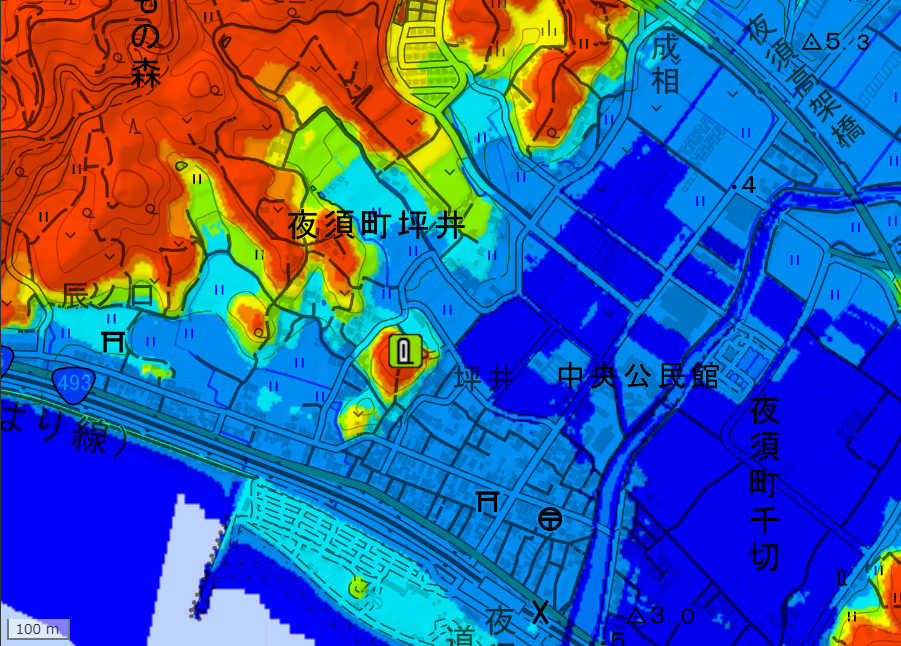 地理院地図の画面